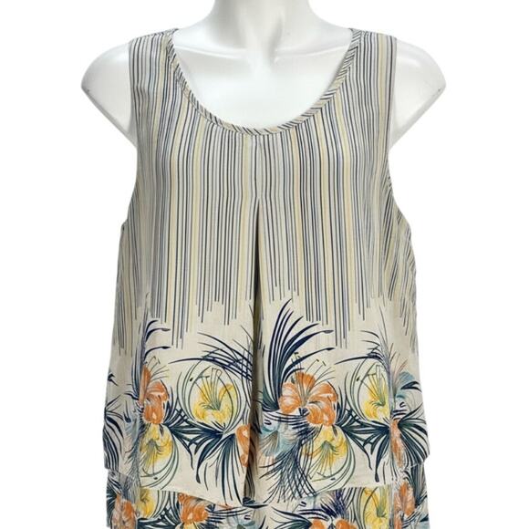 Entro Tank Top Blouse Womens Medium M Blue Yellow Green Floral Flowy - Picture 1 of 7